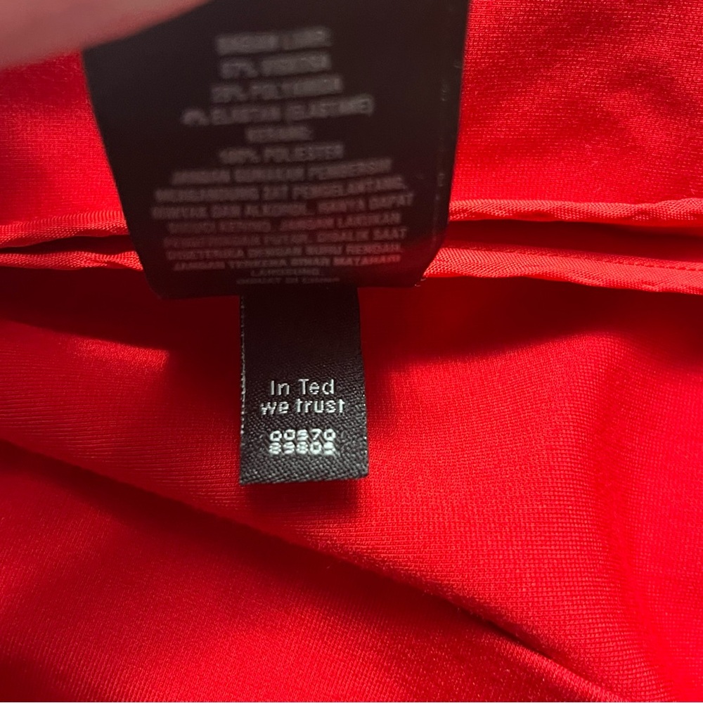 TED BAKER LONDON US size 2 Edlyn Red front Zipper draped mini cocktail dress - Picture 15 of 16